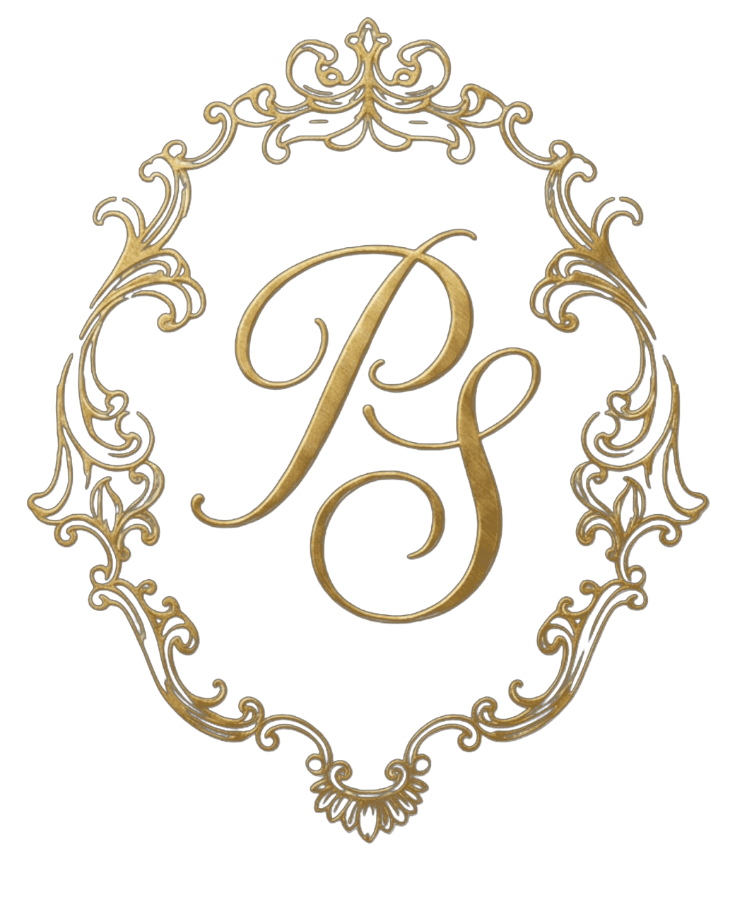 Monograma dorado con las iniciales P y S